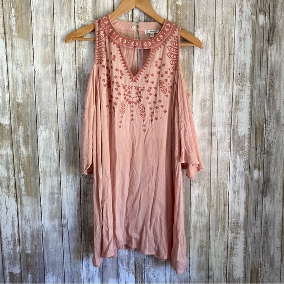 Umgee Tops - Jodifl Pink Embroidered Open Shoulder Tunic